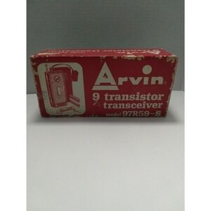 1967 Arvin 9 Transistor Transceiver Walkie Talkie Model 97R59-S Boxed W/Holder